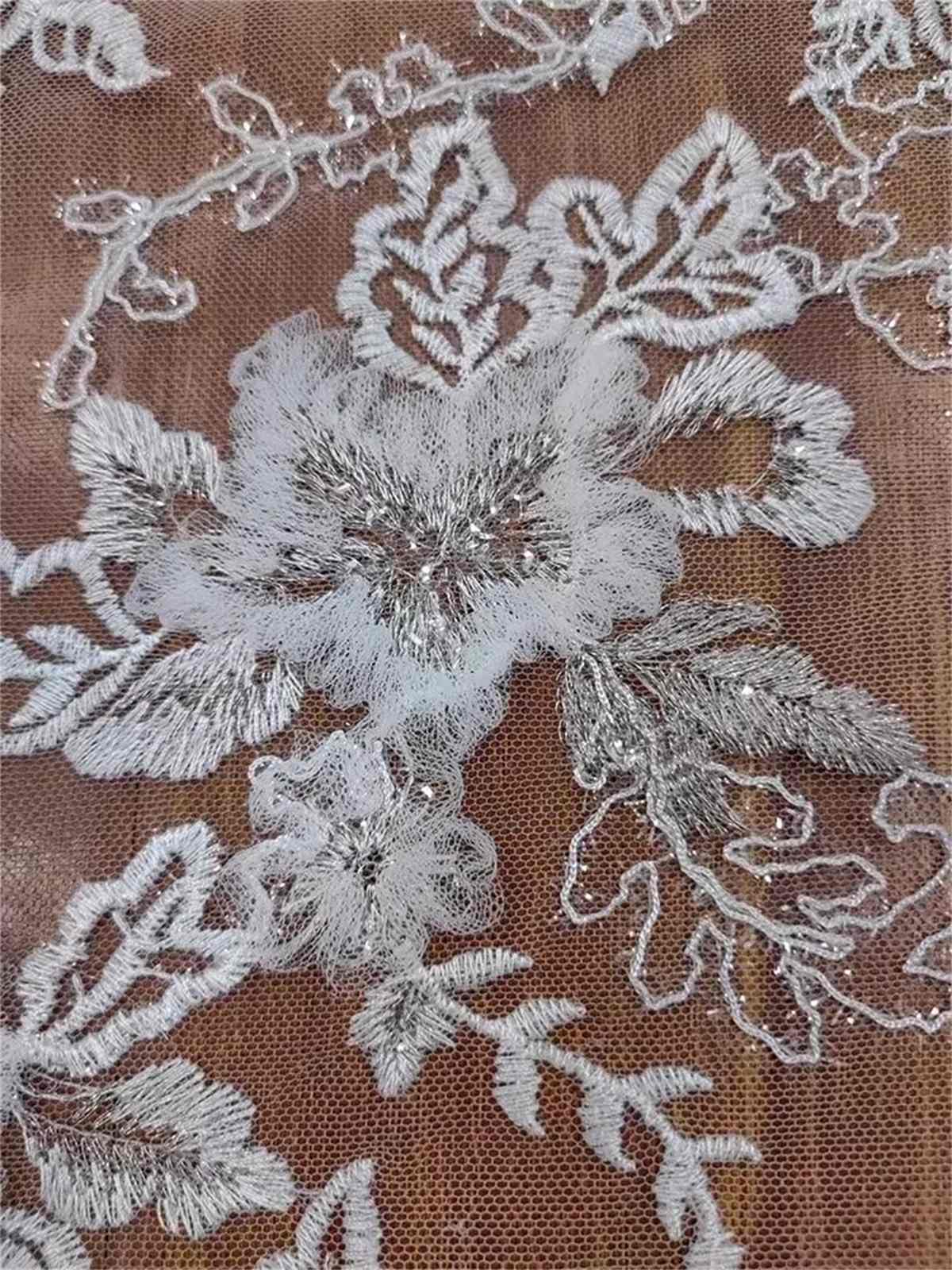 Bridal Lace Fabric - Embroidered 3D Floral Wedding Lace Fabric | GTIN RX048