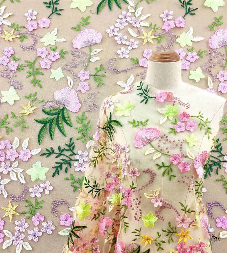 Colorful Embroidered Lace Fabric | GTIN JS005
