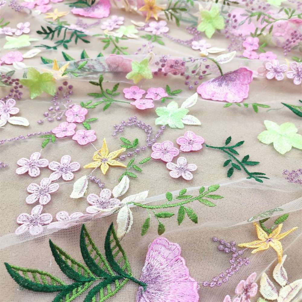 Colorful Embroidered Lace Fabric | GTIN JS005