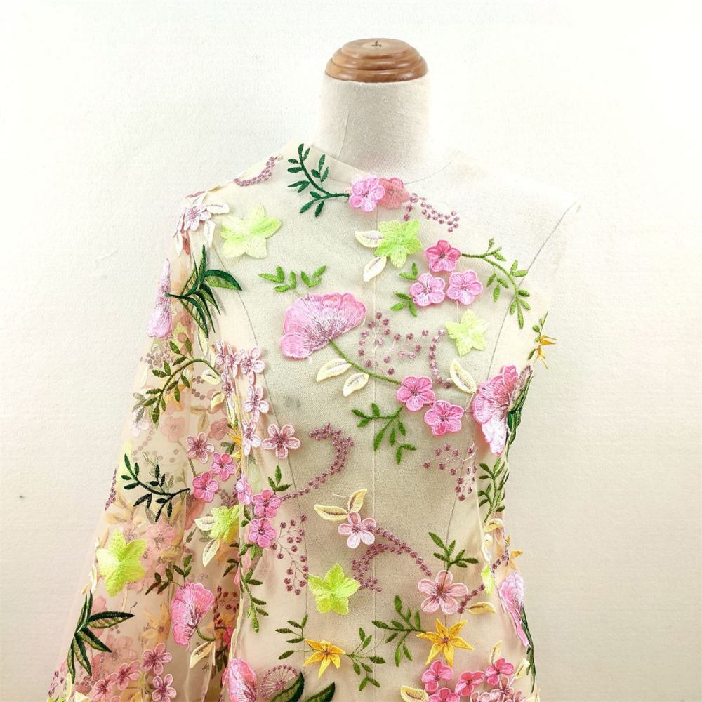 Colorful Embroidered Lace Fabric | GTIN JS005