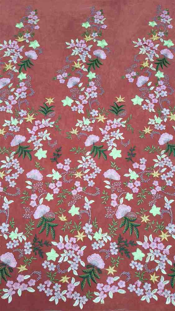 Colorful Embroidered Lace Fabric | GTIN JS005