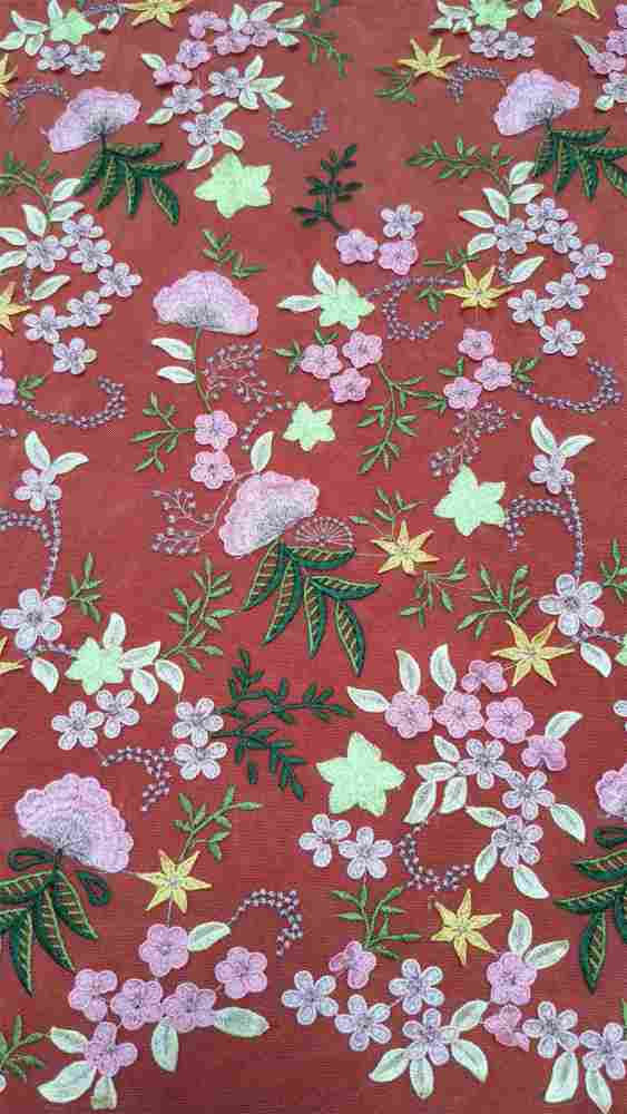 Colorful Embroidered Lace Fabric | GTIN JS005