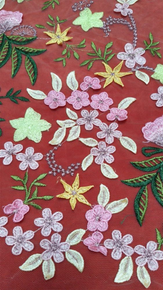 Colorful Embroidered Lace Fabric | GTIN JS005