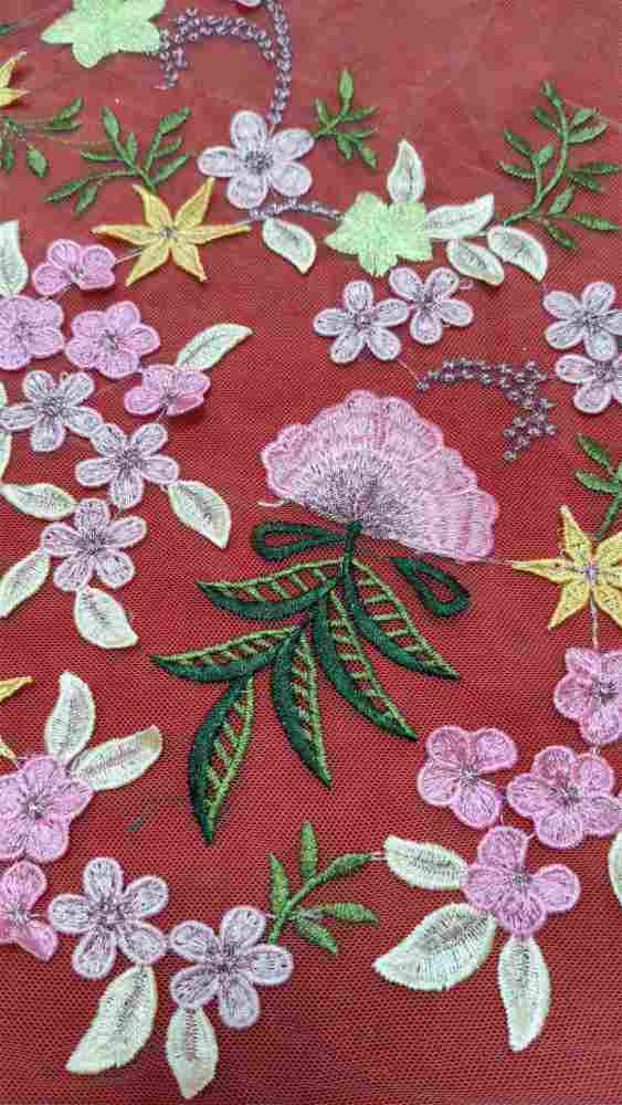 Colorful Embroidered Lace Fabric | GTIN JS005