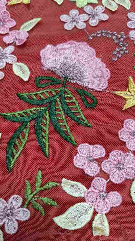 Colorful Embroidered Lace Fabric | GTIN JS005