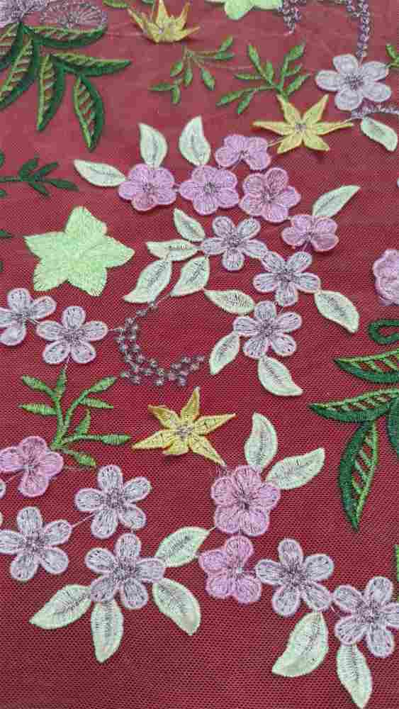 Colorful Embroidered Lace Fabric | GTIN JS005