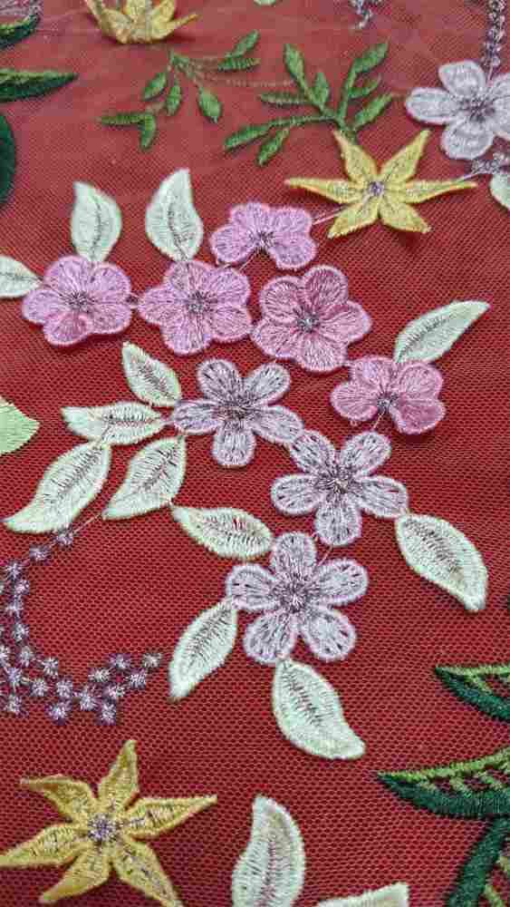 Colorful Embroidered Lace Fabric | GTIN JS005