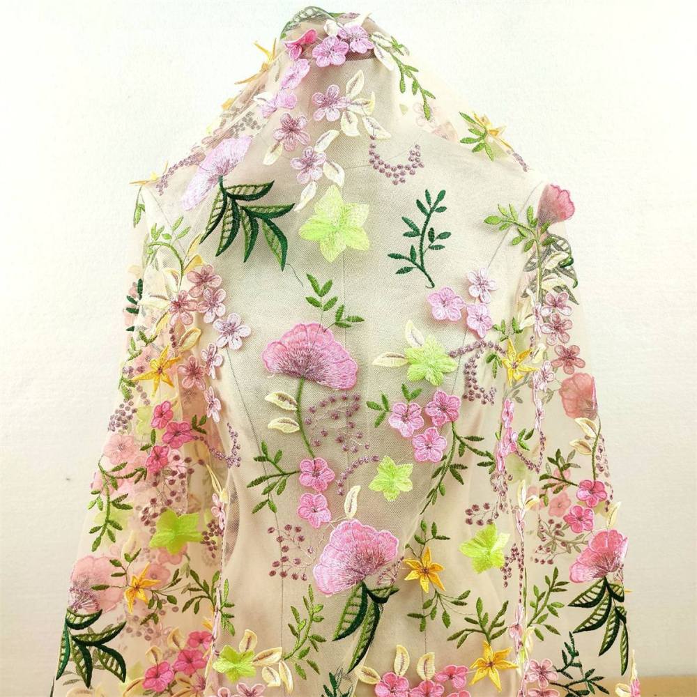 Colorful Embroidered Lace Fabric | GTIN JS005