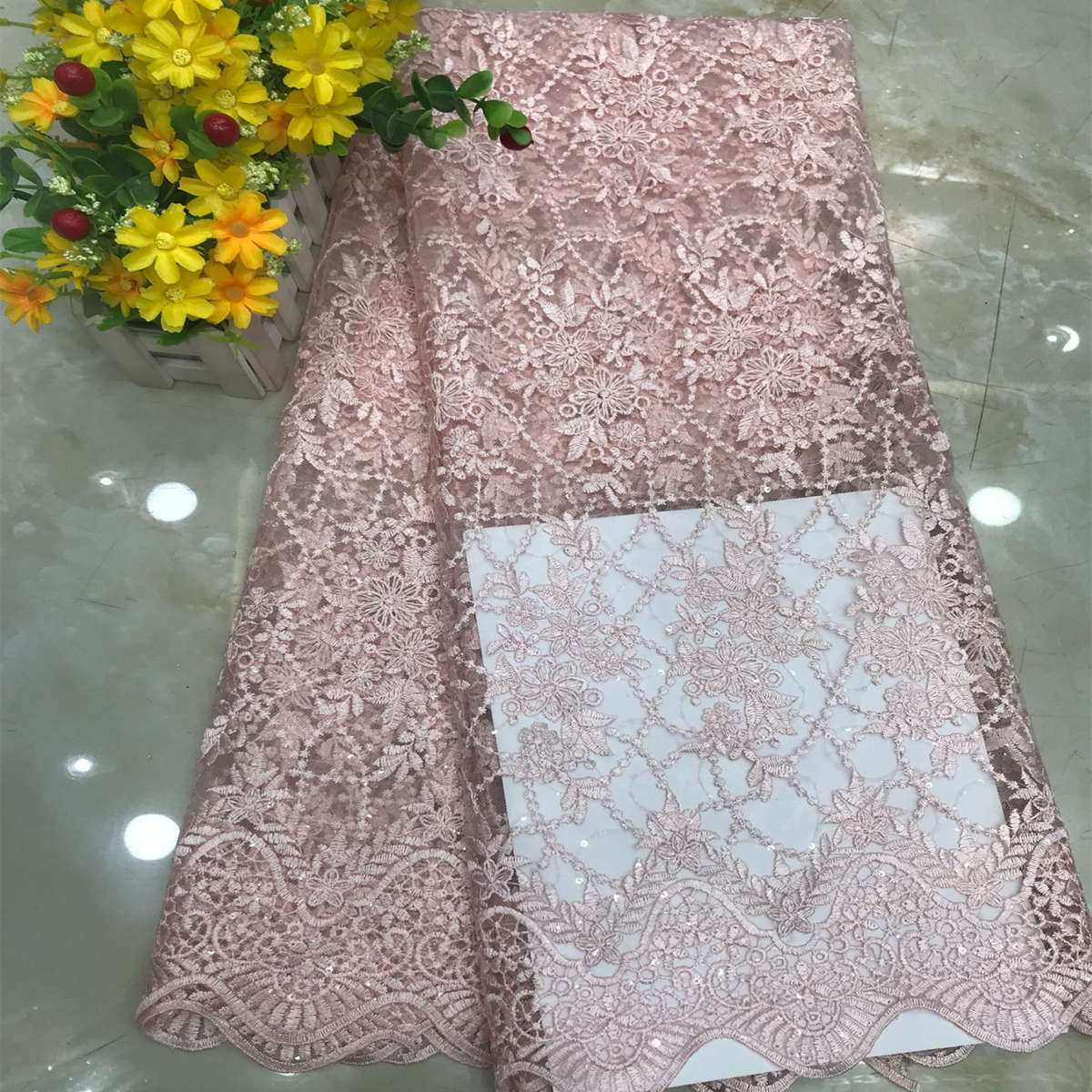 Embroidered Sequin Lace Fabric | GTIN DX021
