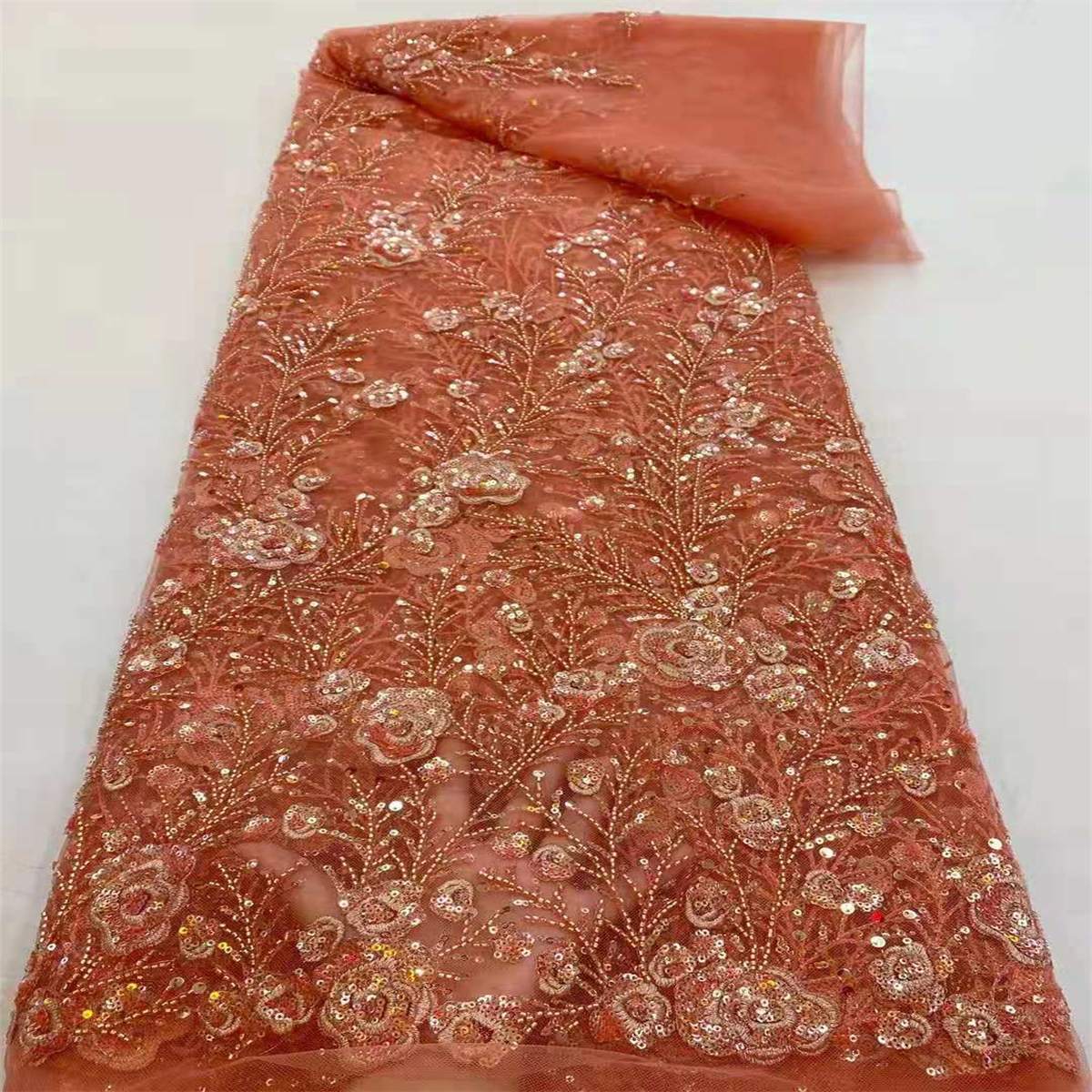 5 Yards Beaded Mesh Fabric, ITM HL010