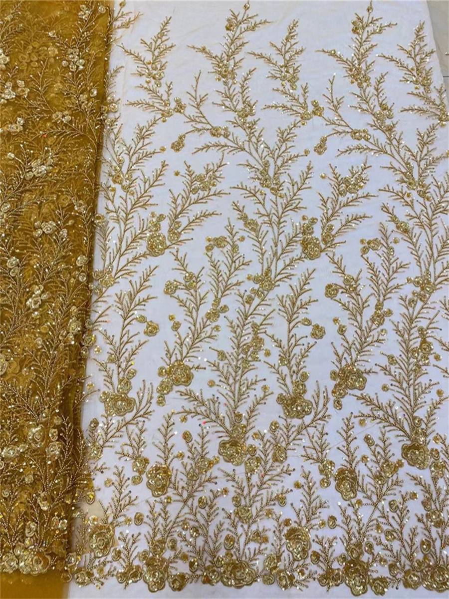 5 Yards Beaded Mesh Fabric, ITM HL010