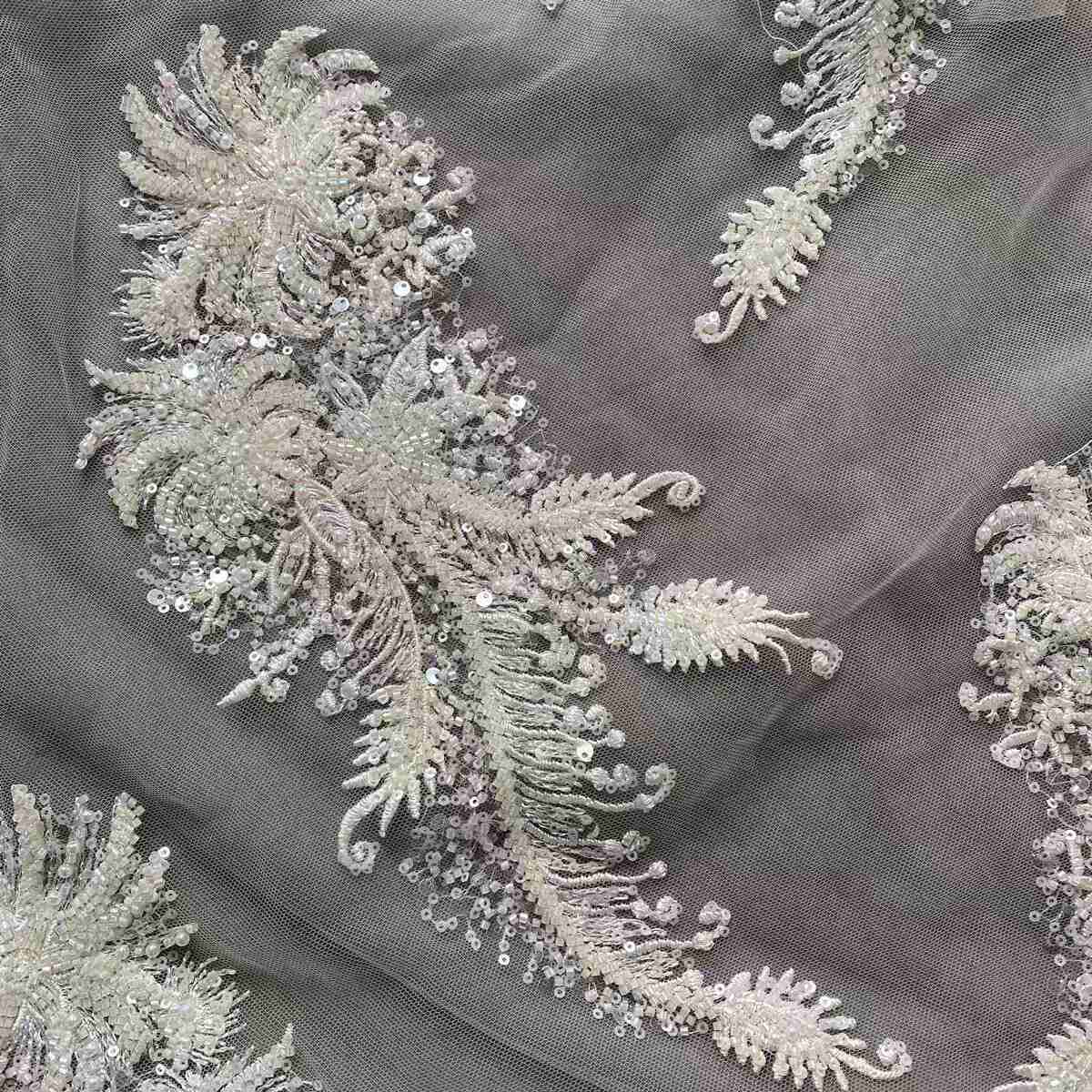 Bridal Lace Applique - Embroidered Beaded Wedding Lace Applique | GTIN SX061