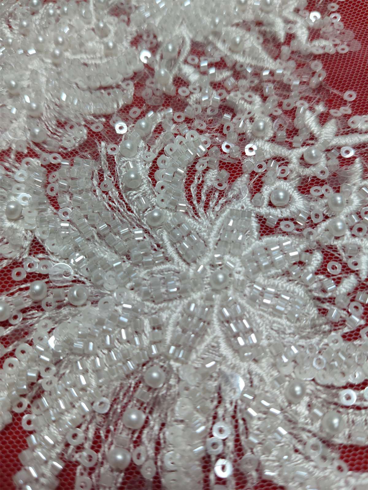 Bridal Lace Applique - Embroidered Beaded Wedding Lace Applique | GTIN SX061