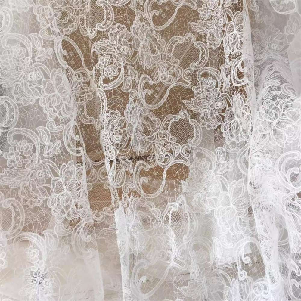 Bridal Lace Fabric - Embroidered Wedding Lace Fabric | GTIN SX006