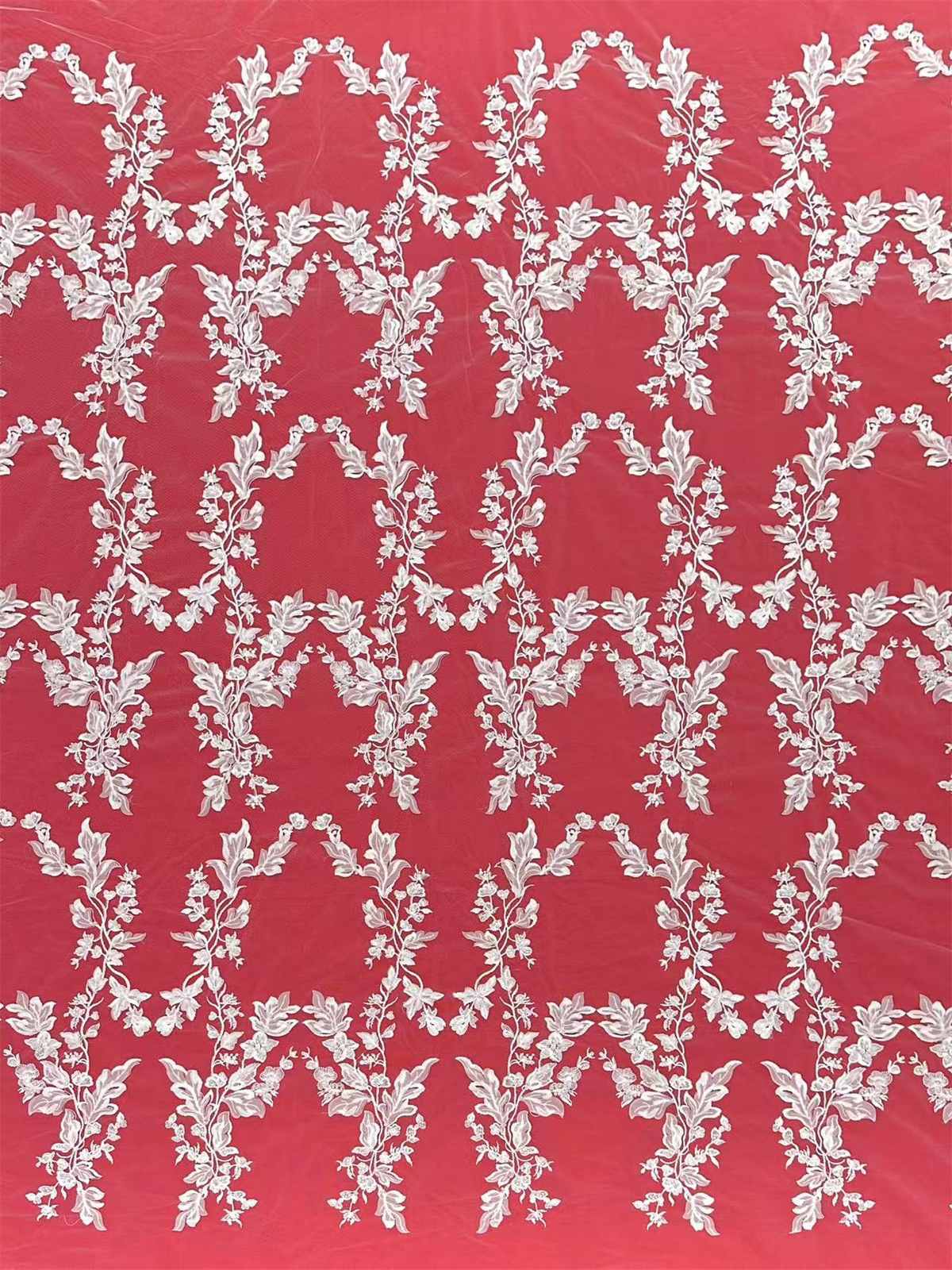 Bridal Lace Fabric - Embroidered Beaded 3D Floral Wedding Lace Fabric | GTIN HN218