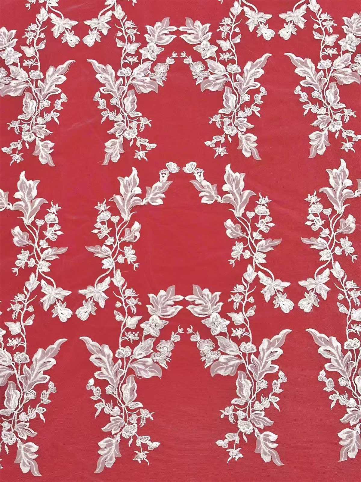 Bridal Lace Fabric - Embroidered Beaded 3D Floral Wedding Lace Fabric | GTIN HN218
