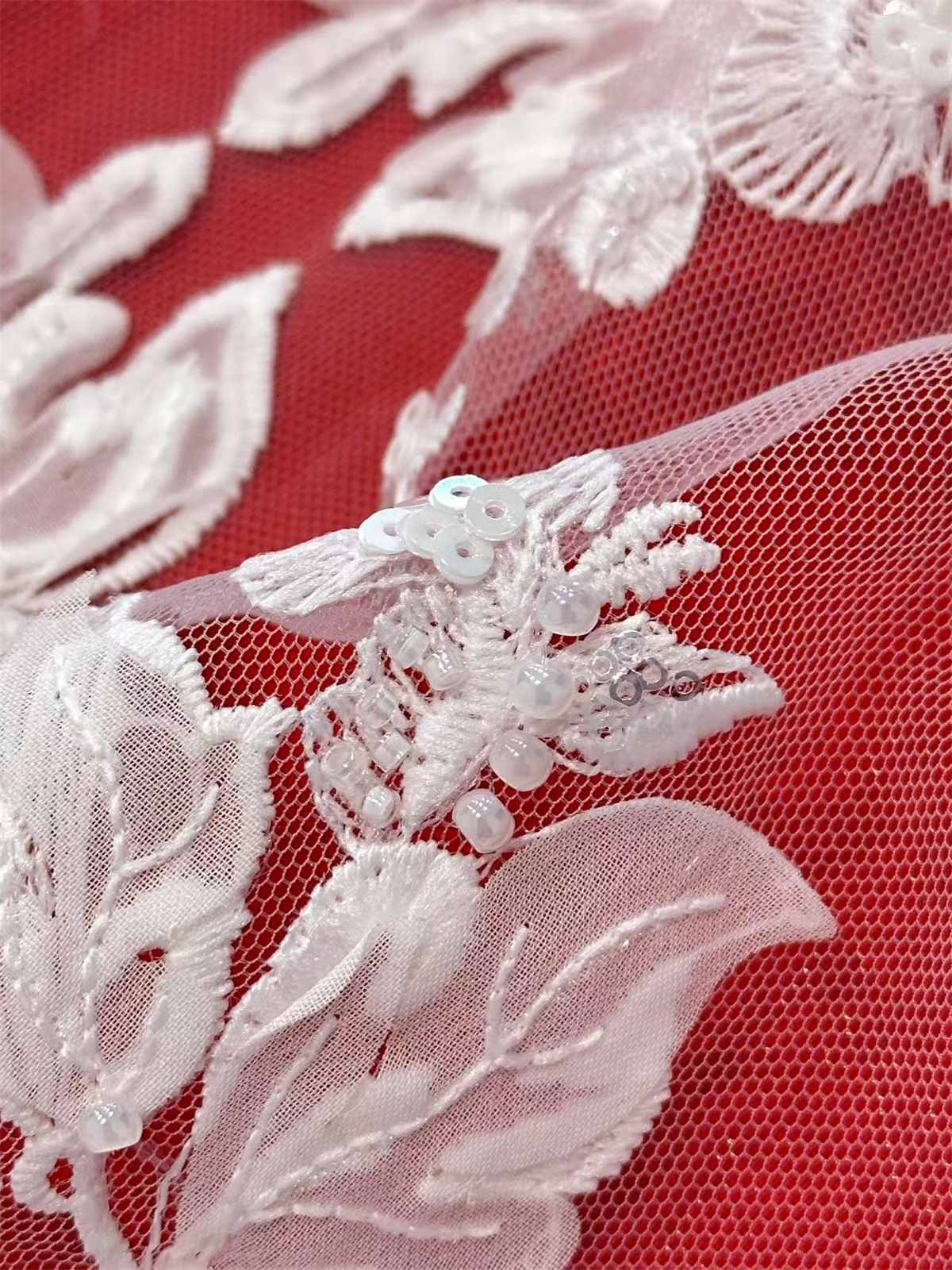 Bridal Lace Fabric - Embroidered Beaded 3D Floral Wedding Lace Fabric | GTIN HN218
