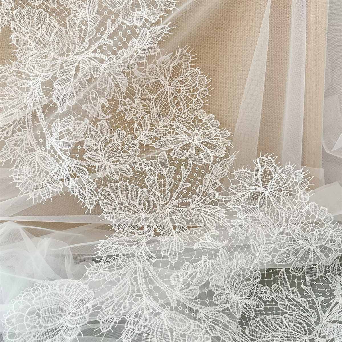 Bridal Lace Trim - Embroidered Beaded Wedding Lace Trim | SKU SX170