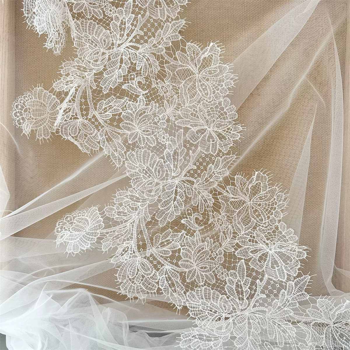 Bridal Lace Trim - Embroidered Beaded Wedding Lace Trim | SKU SX170