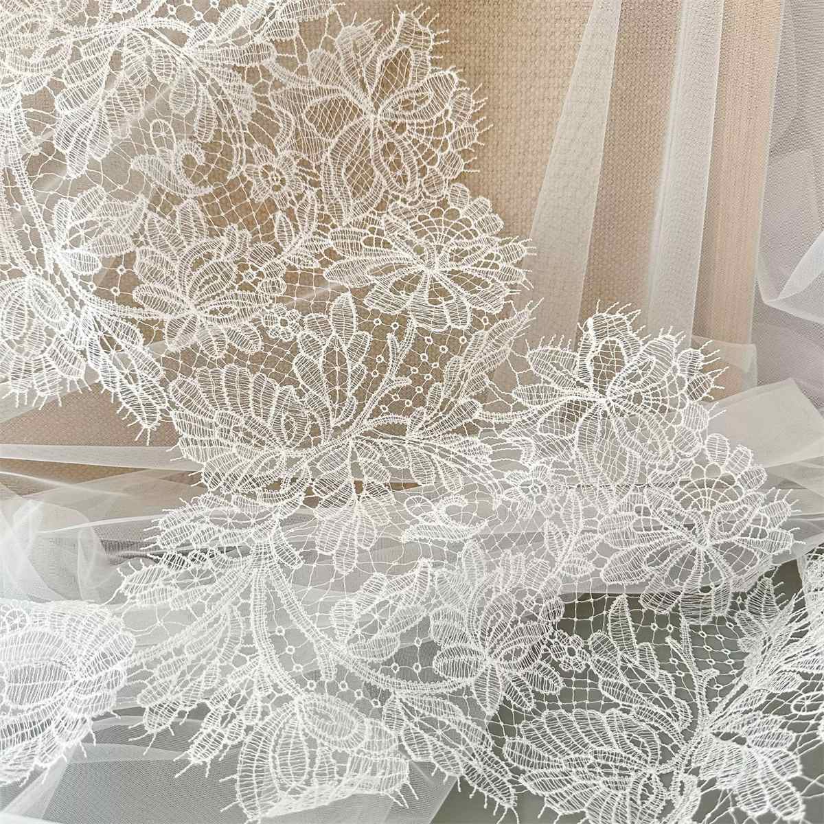 Bridal Lace Trim - Embroidered Beaded Wedding Lace Trim | SKU SX170