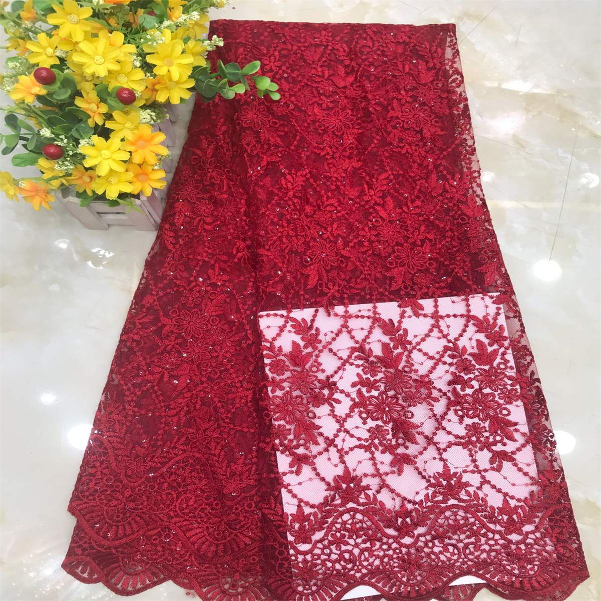 1 Yard Embroidered Lace Fabric, ITM DX021