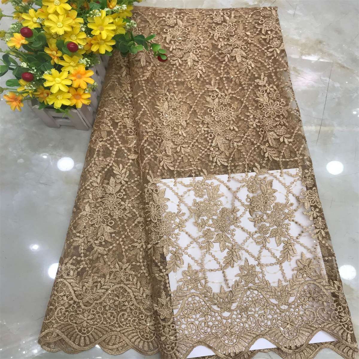 1 Yard Embroidered Lace Fabric, ITM DX021