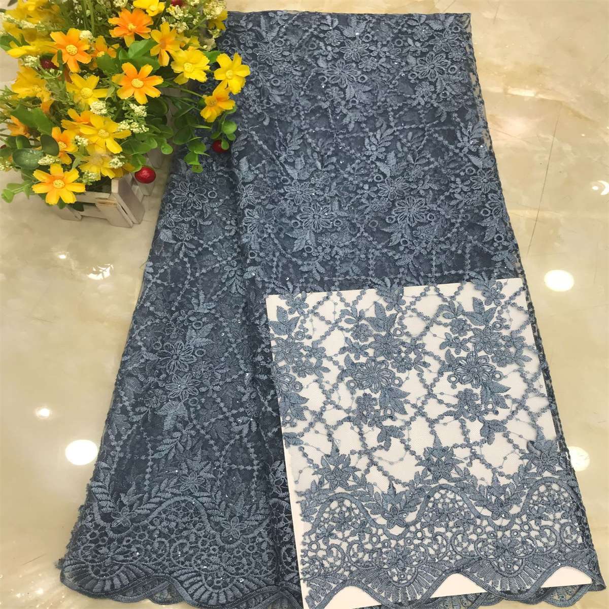 1 Yard Embroidered Lace Fabric, ITM DX021