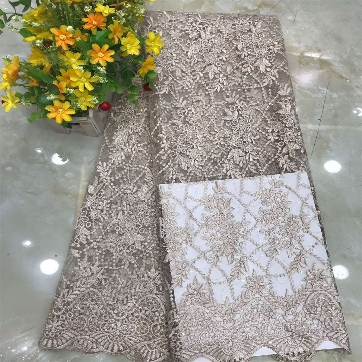 1 Yard Embroidered Lace Fabric, ITM DX021