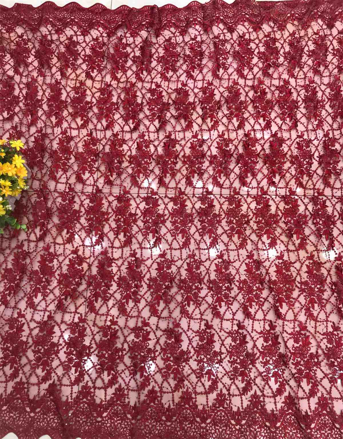 1 Yard Embroidered Lace Fabric, ITM DX021