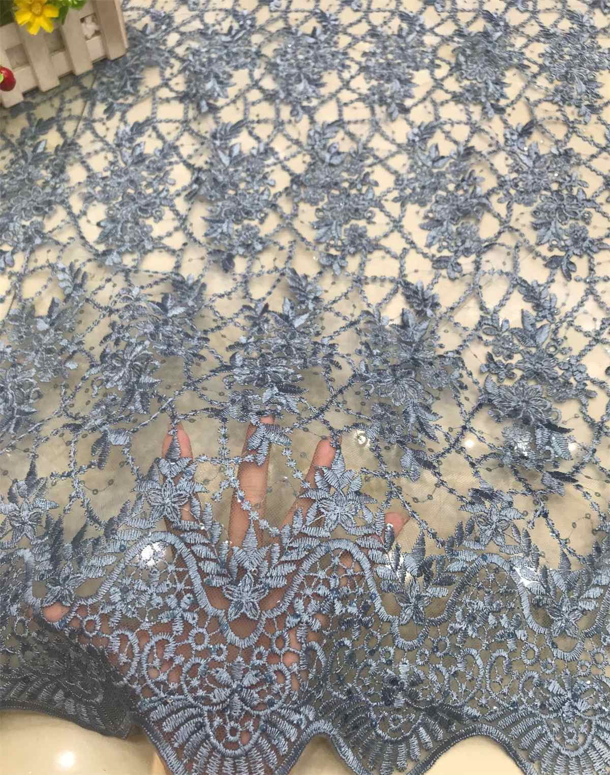 1 Yard Embroidered Lace Fabric, ITM DX021