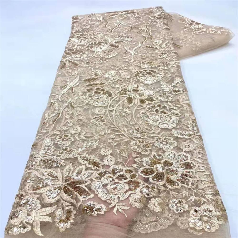 Embroidered Sequin Lace Fabric For Dresses | GTIN JX494