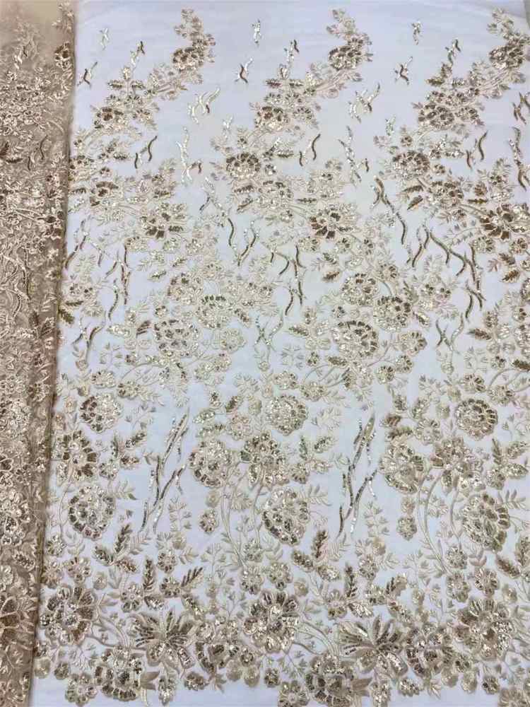 Embroidered Sequin Lace Fabric For Dresses | GTIN JX494