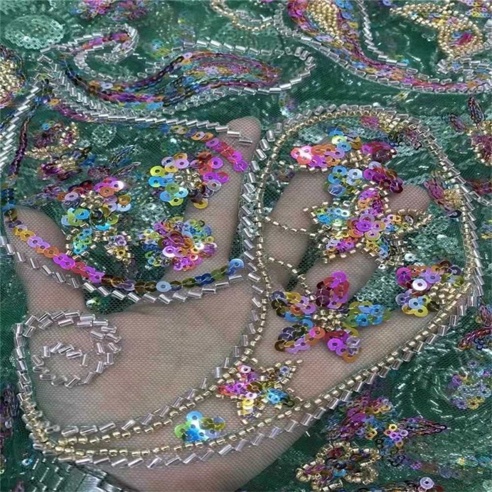 Embellished Beaded Tulle Lace Fabric with Colorful Beads | GTIN JLT010