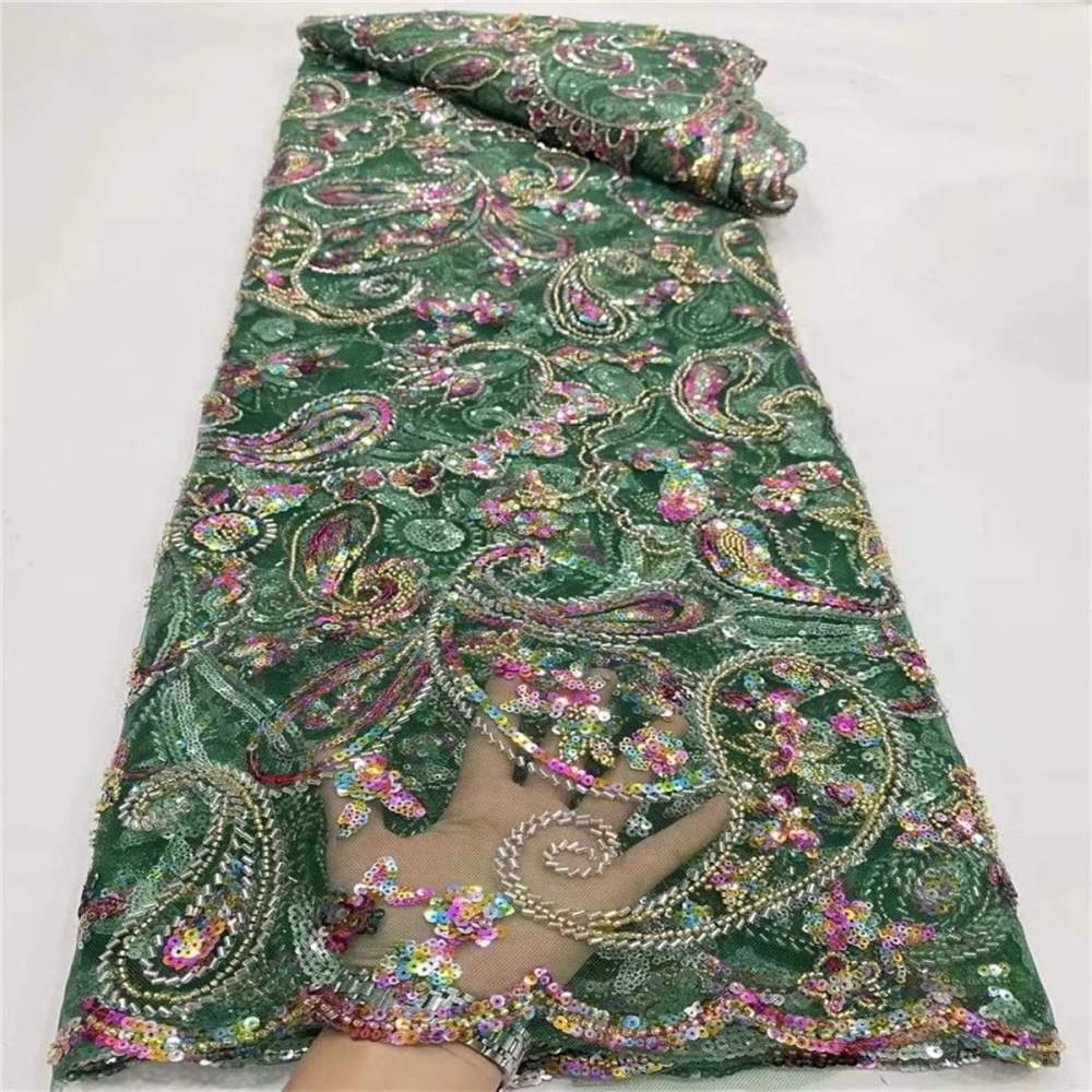 Embellished Beaded Tulle Lace Fabric with Colorful Beads | GTIN JLT010