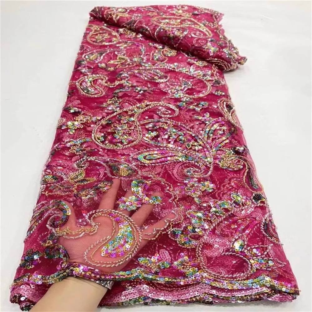 Embellished Beaded Tulle Lace Fabric with Colorful Beads | GTIN JLT010