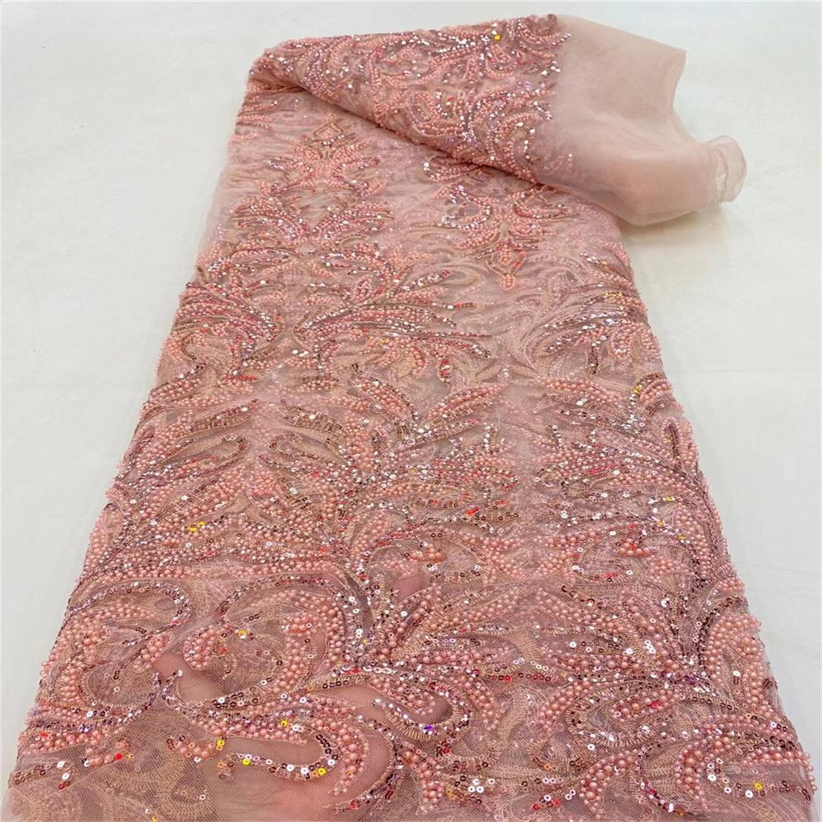 Embellished Beaded Tulle Lace Fabric with Beads | GTIN JLT146
