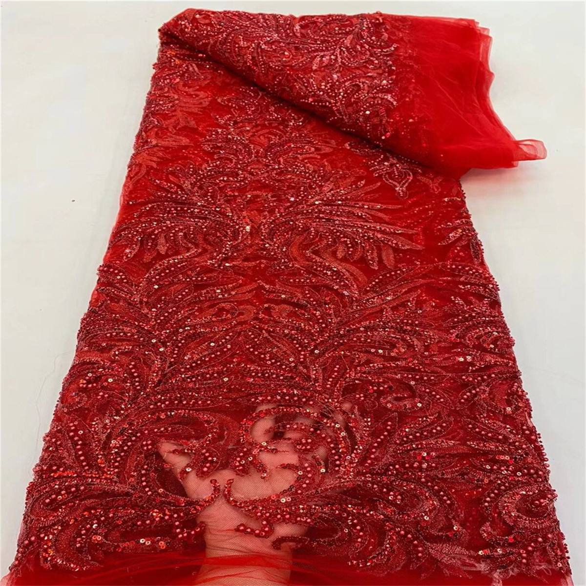 Embellished Beaded Tulle Lace Fabric with Beads | GTIN JLT146