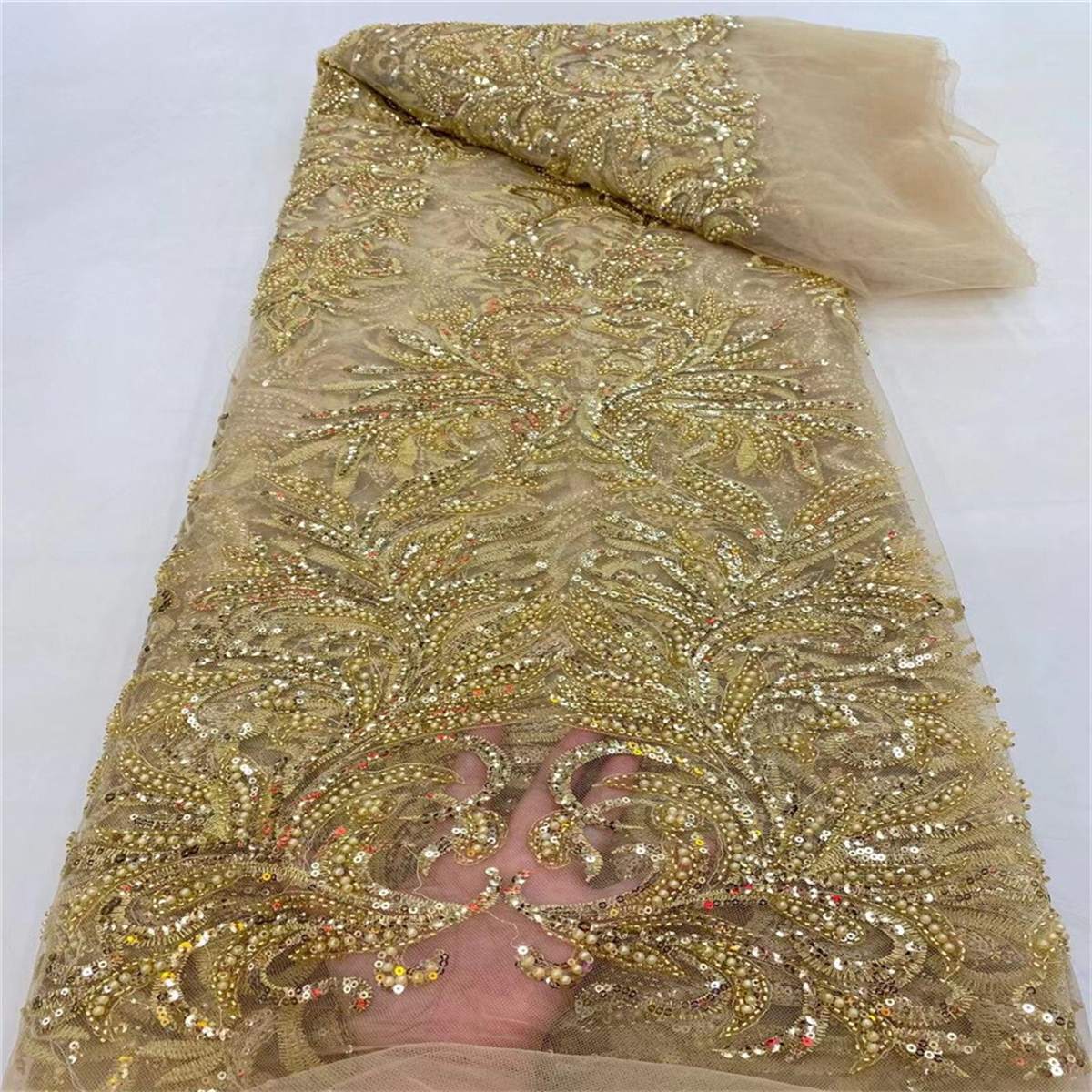 Embellished Beaded Tulle Lace Fabric with Beads | GTIN JLT146
