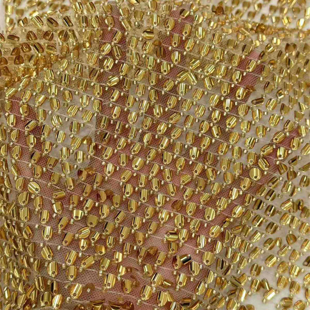 5 Yards Multi-Color Sequined Beaded Embroidered Lace Material Fabric HN069