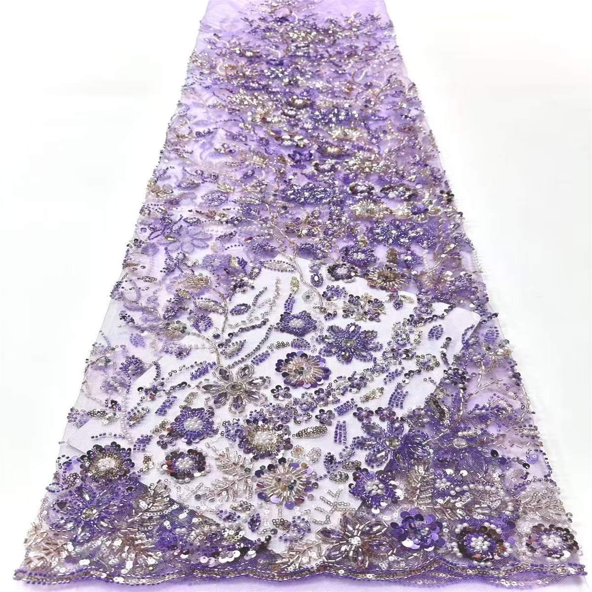 Embellished Beaded Tulle Lace Fabric with Beads | GTIN HN445