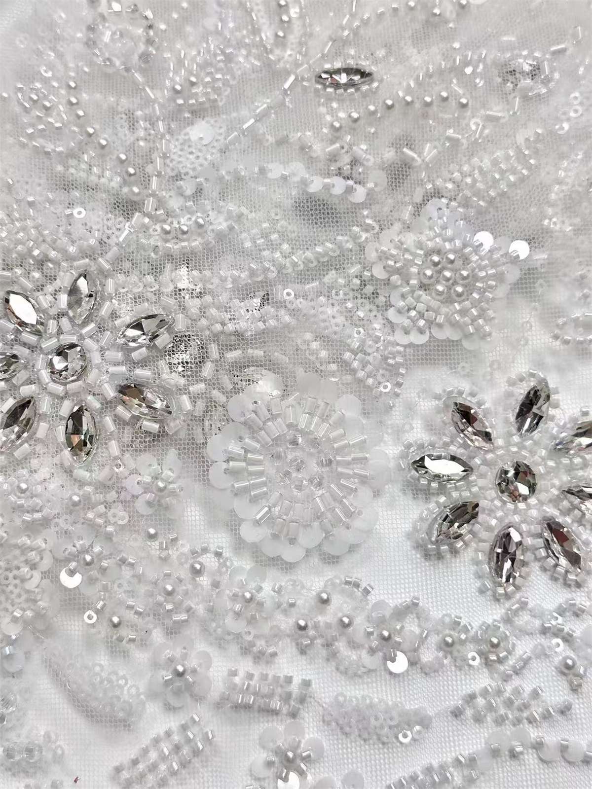 Embellished Beaded Tulle Lace Fabric with Beads | GTIN HN445
