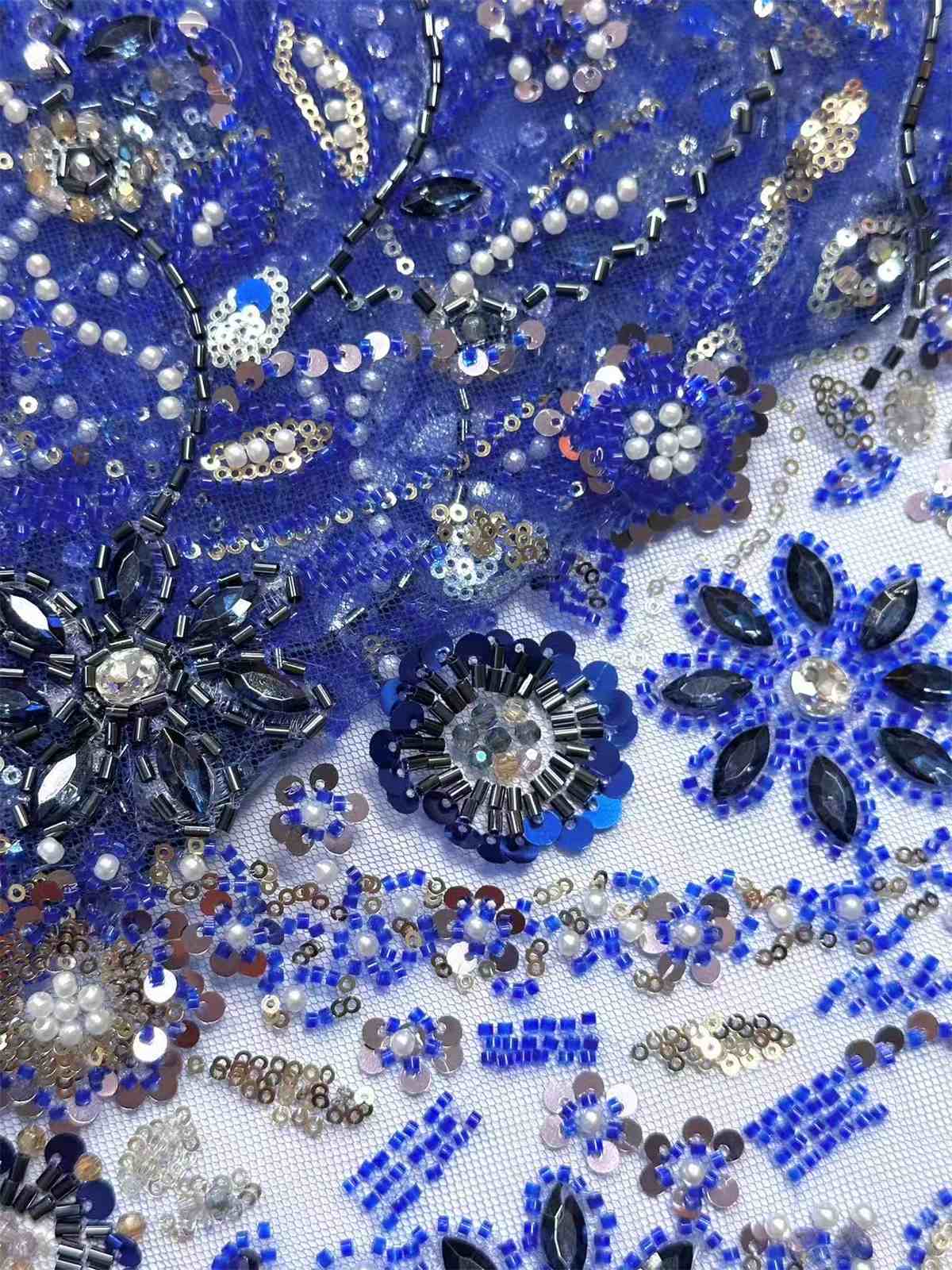 Embellished Beaded Tulle Lace Fabric with Beads | GTIN HN445