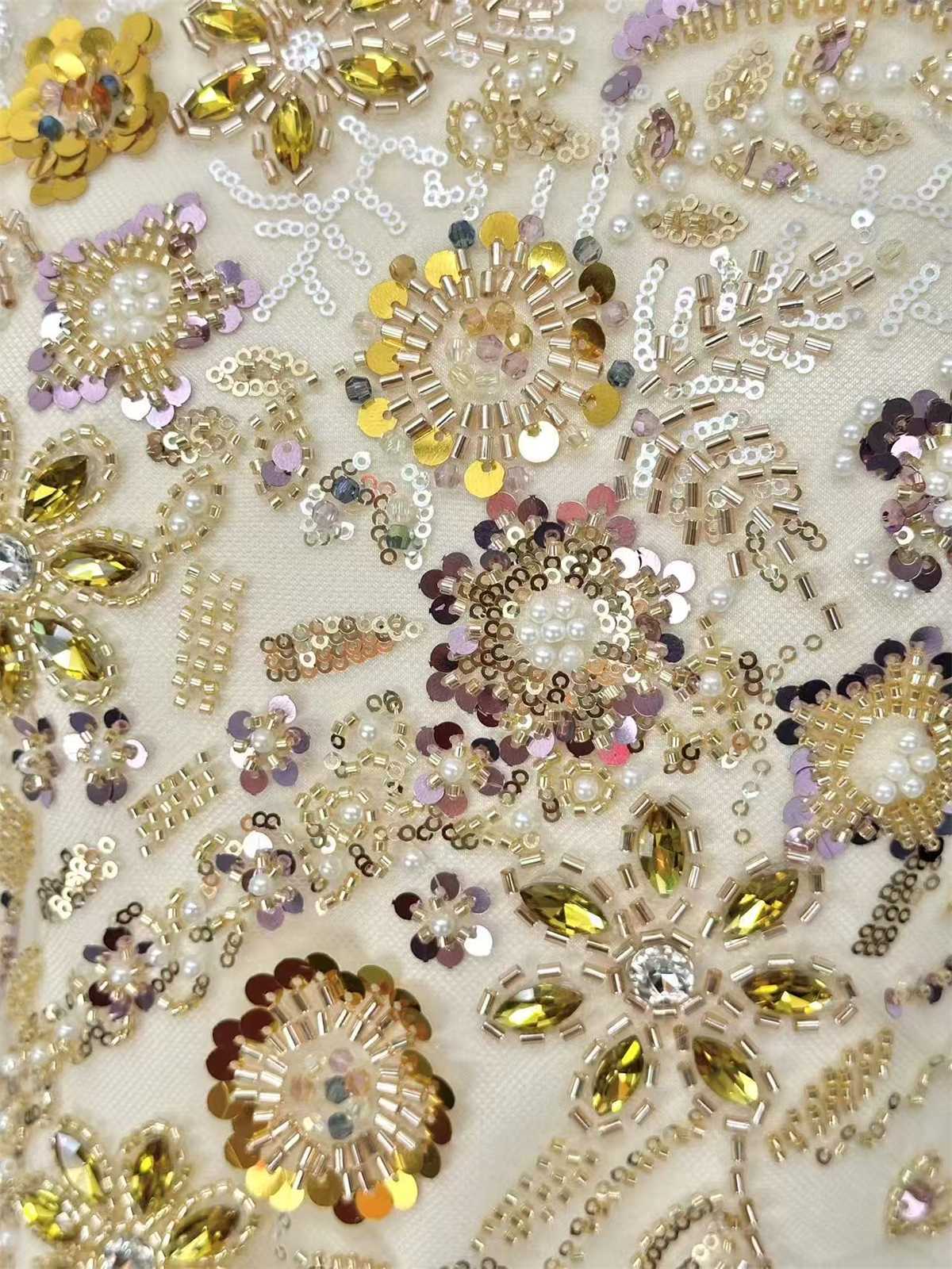 Embellished Beaded Tulle Lace Fabric with Beads | GTIN HN445