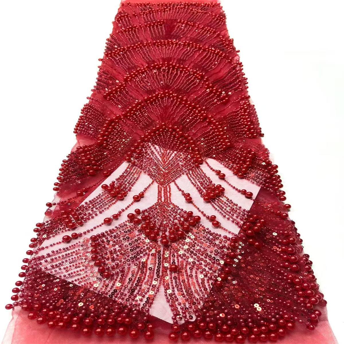 Embellished Beaded Tulle Lace Fabric with Beads | GTIN HN446