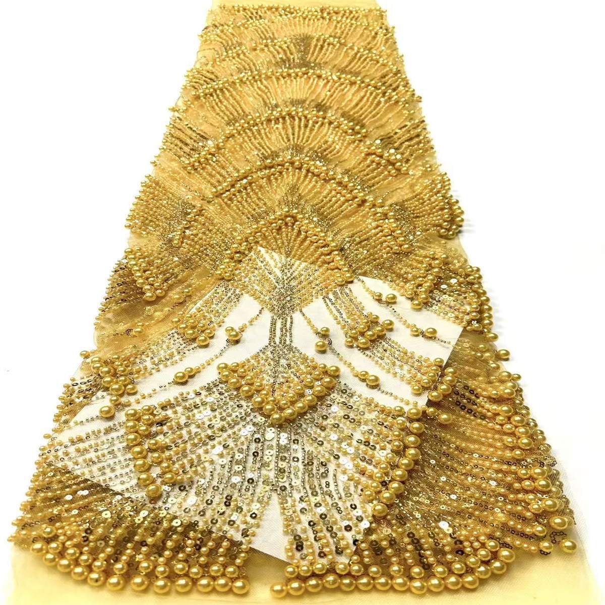 Embellished Beaded Tulle Lace Fabric with Beads | GTIN HN446