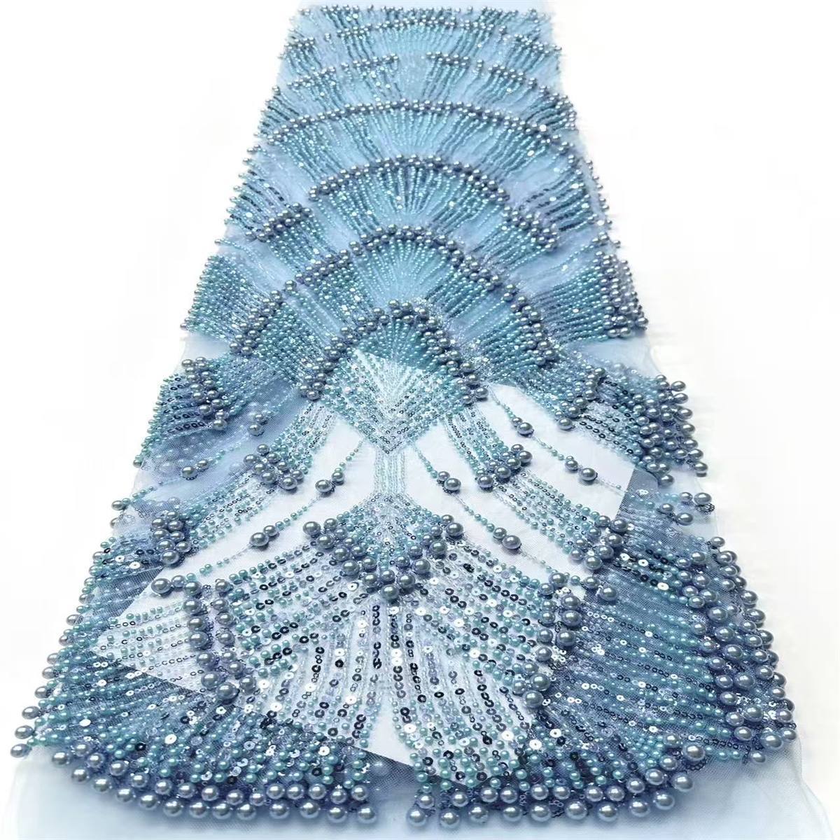 Embellished Beaded Tulle Lace Fabric with Beads | GTIN HN446