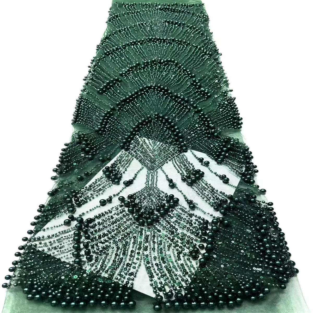 Embellished Beaded Tulle Lace Fabric with Beads | GTIN HN446