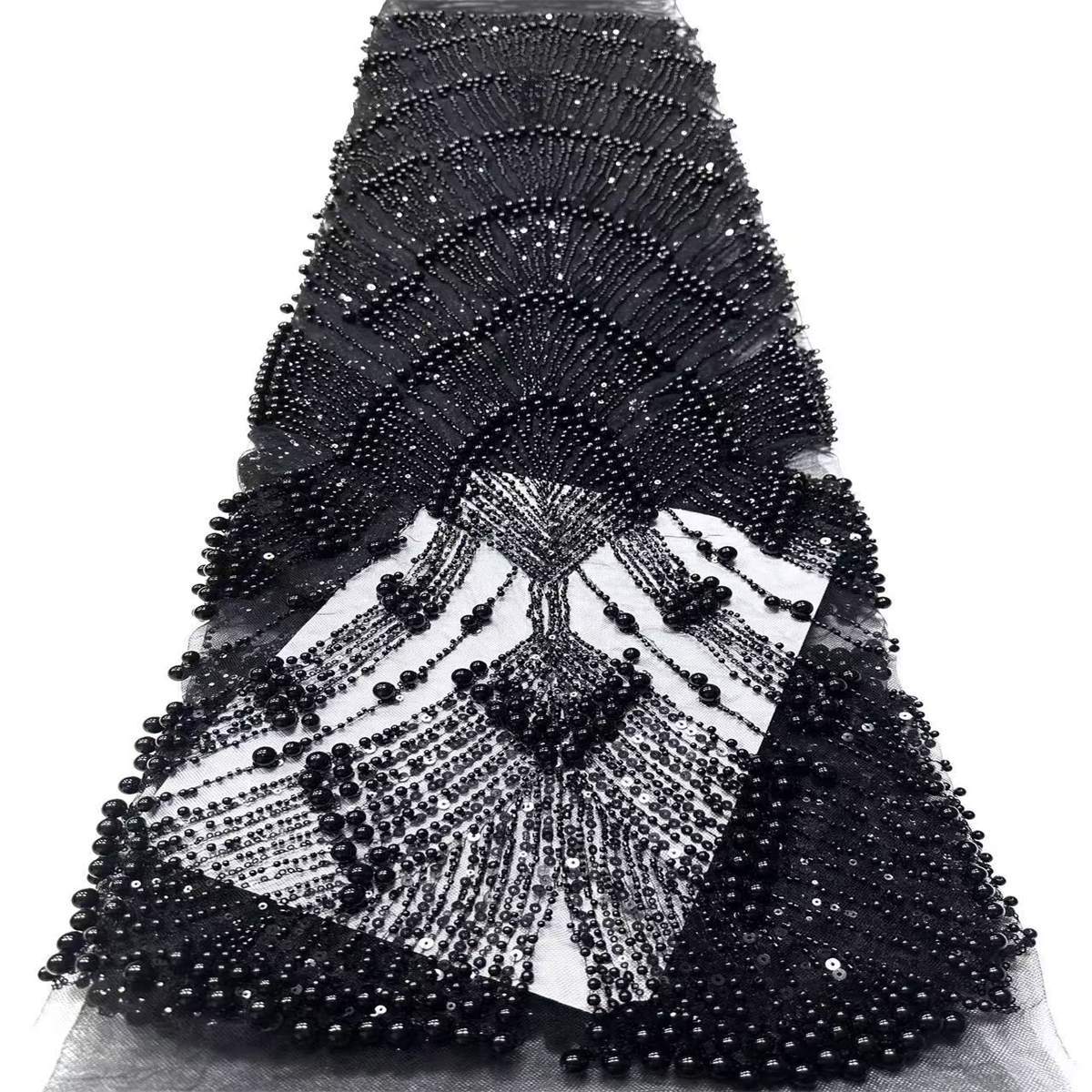 Embellished Beaded Tulle Lace Fabric with Beads | GTIN HN446