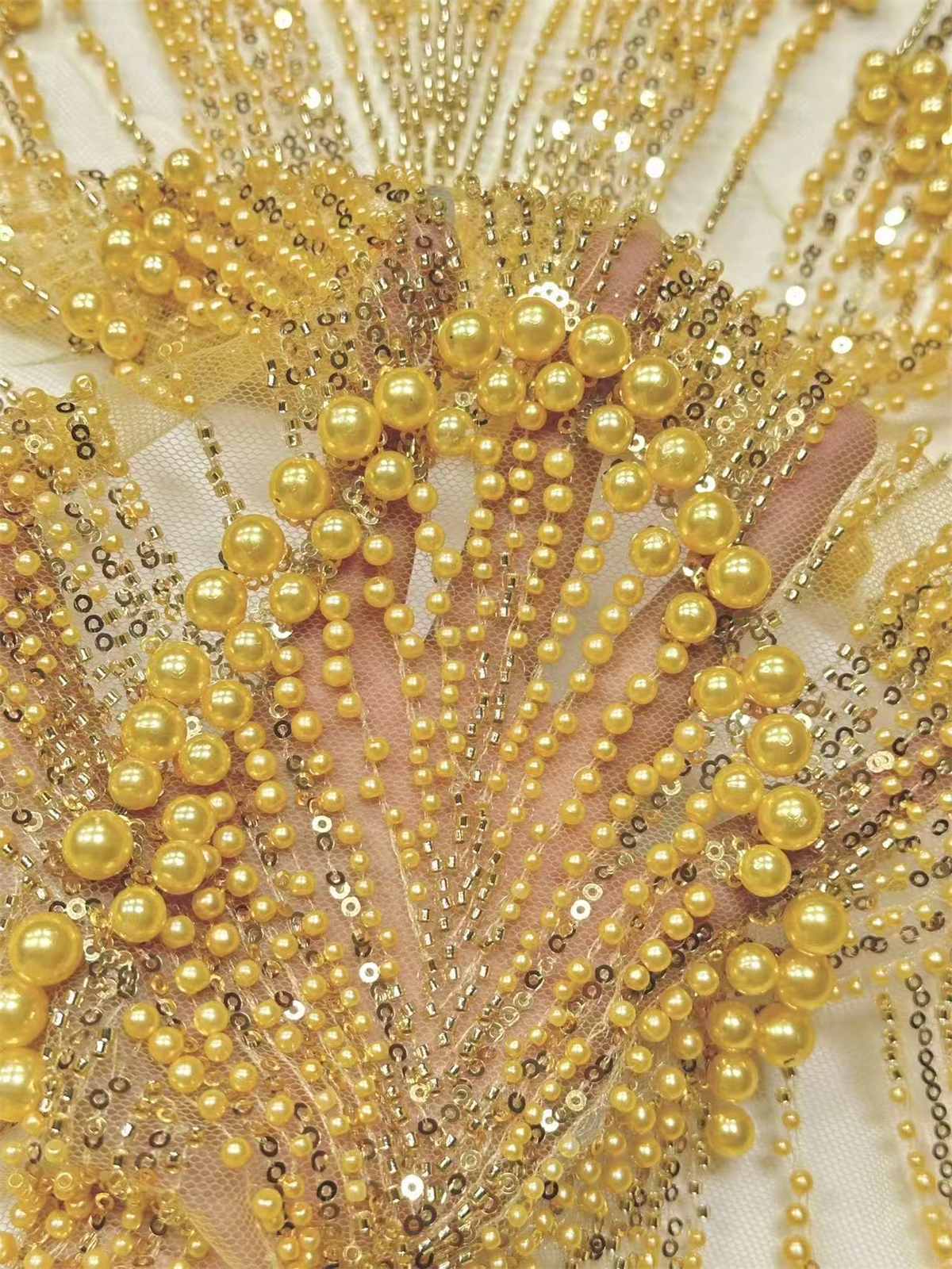 Embellished Beaded Tulle Lace Fabric with Beads | GTIN HN446