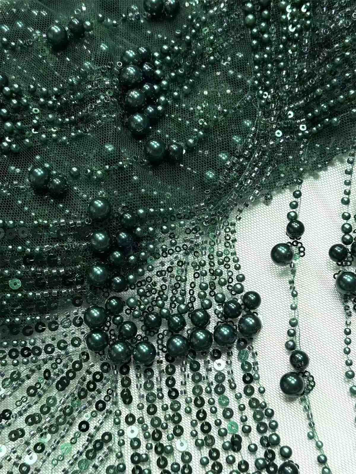 Embellished Beaded Tulle Lace Fabric with Beads | GTIN HN446